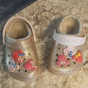 Crocs Kids Glitter Clogs - Gold